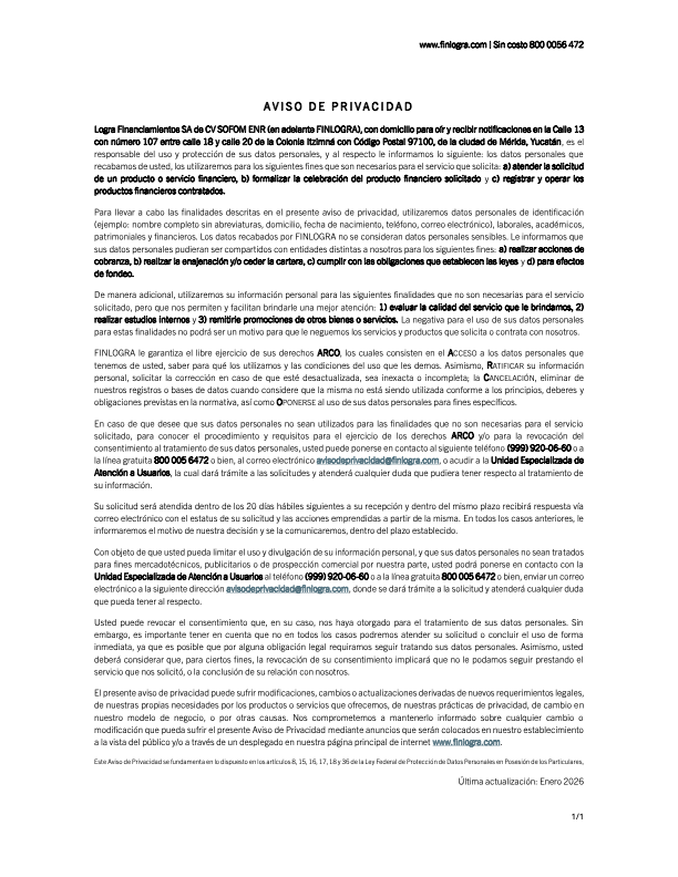 Aviso de privacidad 2026